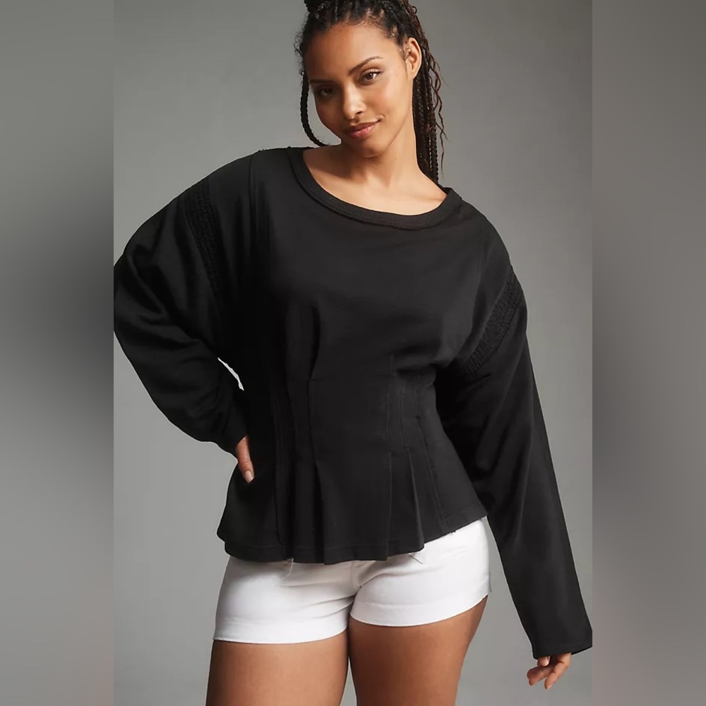 Anthropologie Pilcro Long Sleeve Cocoon Corset Top Women’s Size 3X Black